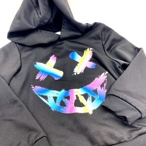 Colorful Smiling Face Hoodie Size 6/7Years Unisex Black Hooded Children